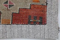 Vintage Turkish Tapestry Rug, Orange Red Medallion Wall Hanging (3'4" x 4'5") - photo 7 of 8