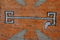 Vintage Turkish Tapestry Rug, Orange Red Medallion Wall Hanging (3'4" x 4'5") - photo 6 of 8