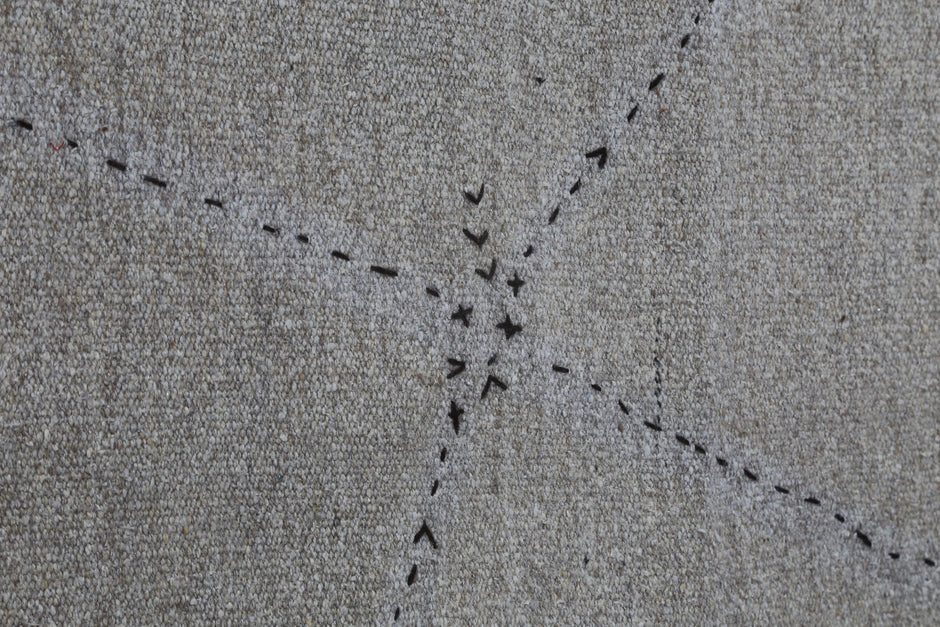 7x10 Vintage Hemp Old Rug, Brown Minimalist Area Rug, Handmade Natural Fiber Turkish Floor Covering