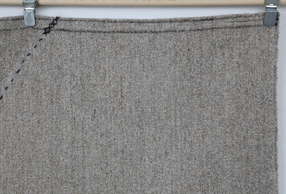 7x10 Vintage Hemp Old Rug, Brown Minimalist Area Rug, Handmade Natural Fiber Turkish Floor Covering