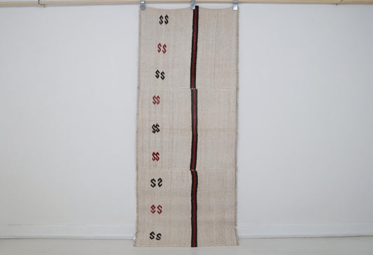 2x6 Vintage Hemp Runner Rug, Beige Striped Turkish Hallway Rug, Handmade Hemp Wool Narrow Runner