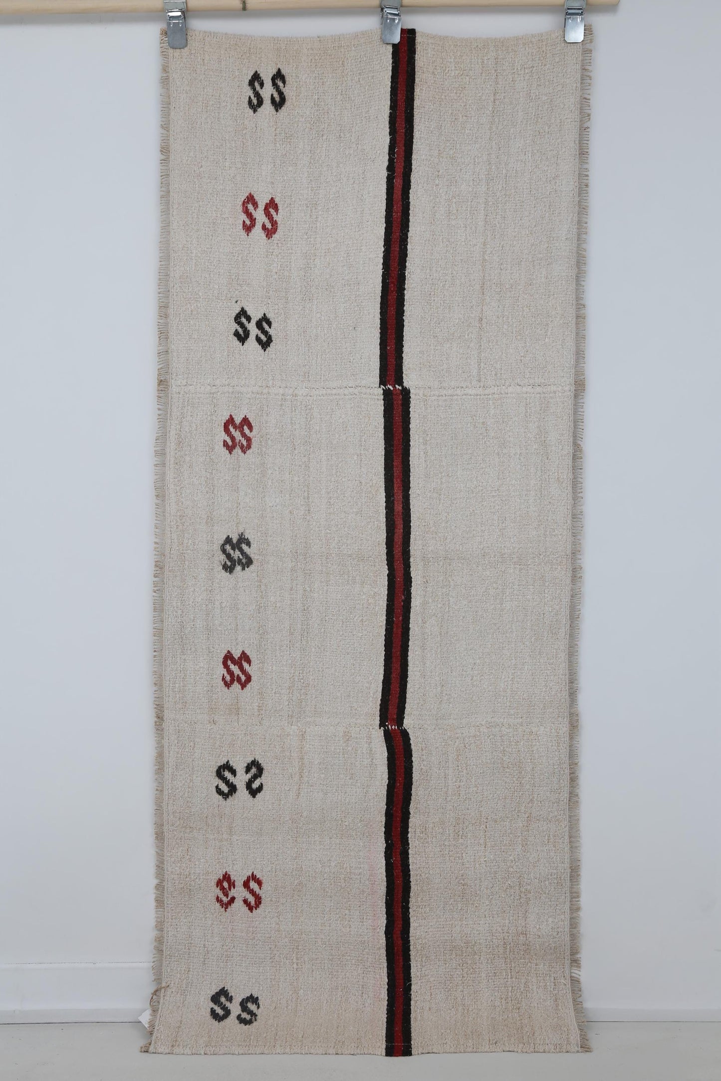 2x6 Vintage Hemp Runner Rug, Beige Striped Turkish Hallway Rug, Handmade Hemp Wool Narrow Runner