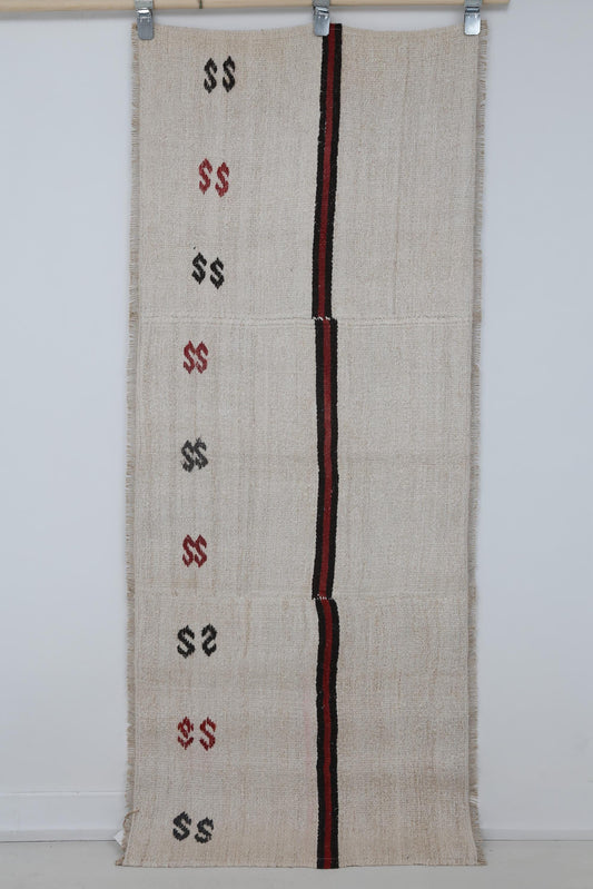 2x6 Vintage Hemp Runner Rug, Beige Striped Turkish Hallway Rug, Handmade Hemp Wool Narrow Runner