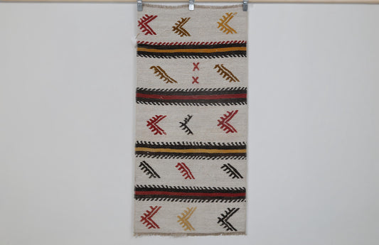 2x4 Vintage Hemp Accent Rug, Beige Striped Turkish Small Area Rug, Handmade Rustic Hemp Rug