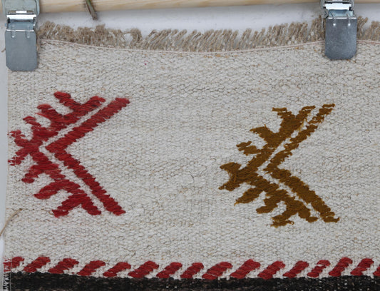 2x4 Vintage Hemp Accent Rug, Beige Striped Turkish Small Area Rug, Handmade Rustic Hemp Rug