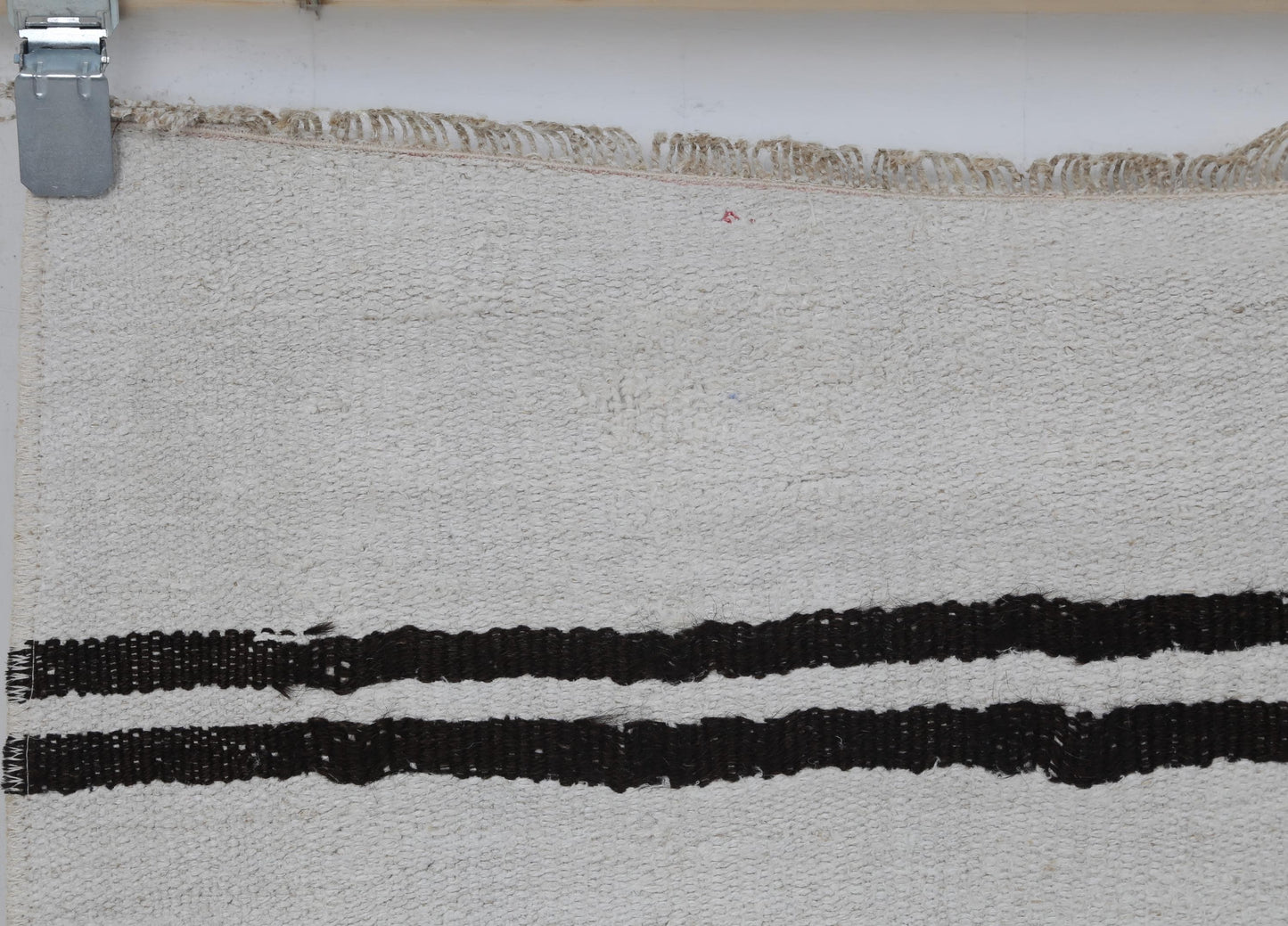 2x6 Vintage Hemp Runner Rug, White and Black Striped Turkish Hallway Rug, Handmade Minimalist Hemp Wool Rug
