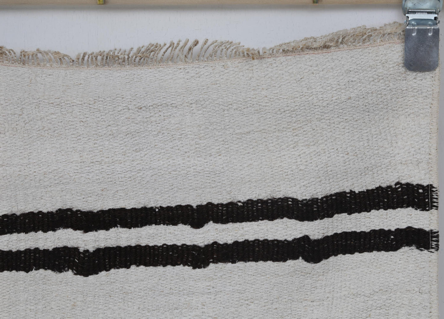 2x6 Vintage Hemp Runner Rug, White and Black Striped Turkish Hallway Rug, Handmade Minimalist Hemp Wool Rug