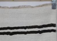 Vintage Turkish Wool Hemp Runner Rug, Black White Striped Minimalist (2x6) - photo 4 of 9