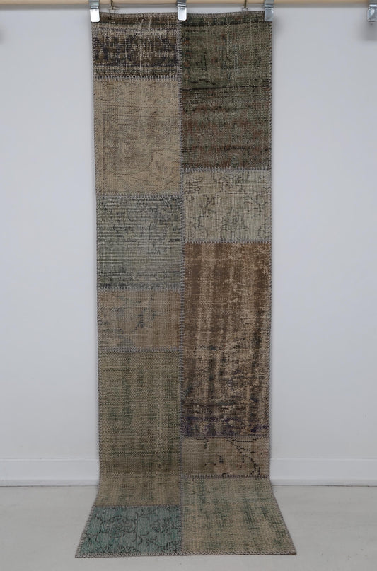 2x7 Vintage Turkish Patchwork Runner Rug, Multicolor Hallway Rug, Handmade Wool Cotton Long Runner Decor