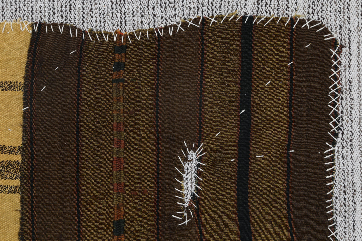 3x4 Vintage Turkish Tapestry Rug, Striped Wool Wall Hanging, Handmade Rustic Textile Art