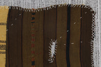 Vintage Turkish Tapestry Rug, Brown Color Block Wall Hanging (3'5" x 4'3") - photo 3 of 8
