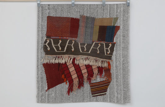 3x4 Vintage Wool Tapestry Rug, Multicolor Patchwork Wall Hanging, Handmade Textile Art Decor