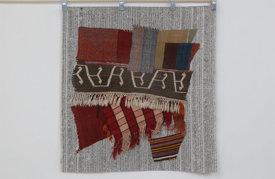 3x4 Vintage Wool Tapestry Rug, Multicolor Patchwork Wall Hanging, Handmade Textile Art Decor