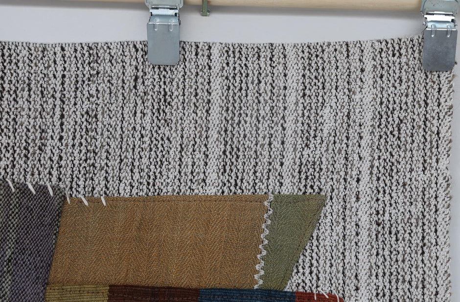 3x4 Vintage Wool Tapestry Rug, Multicolor Patchwork Wall Hanging, Handmade Textile Art Decor
