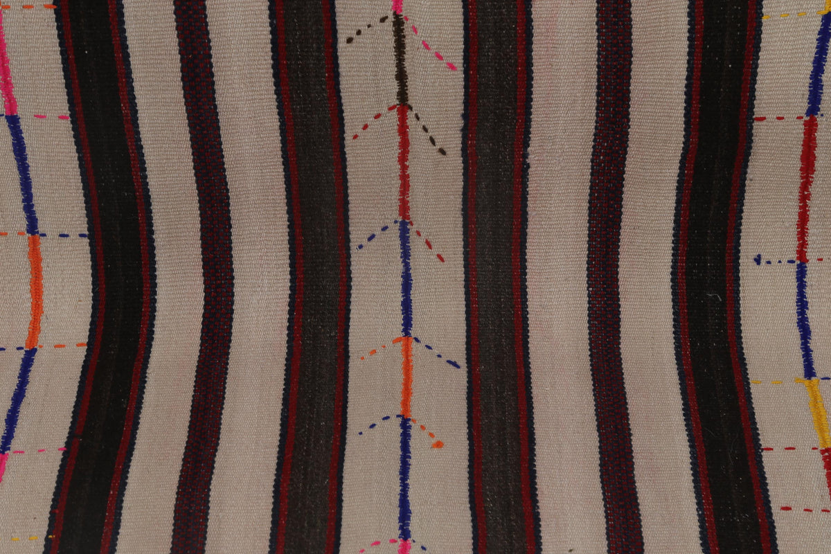 5x8 Vintage Turkish Kilim Runner Rug,  Striped Rug, Handmade Cotton Flatweave