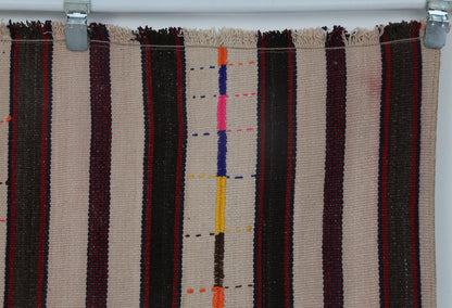 5x8 Vintage Turkish Kilim Runner Rug,  Striped Rug, Handmade Cotton Flatweave