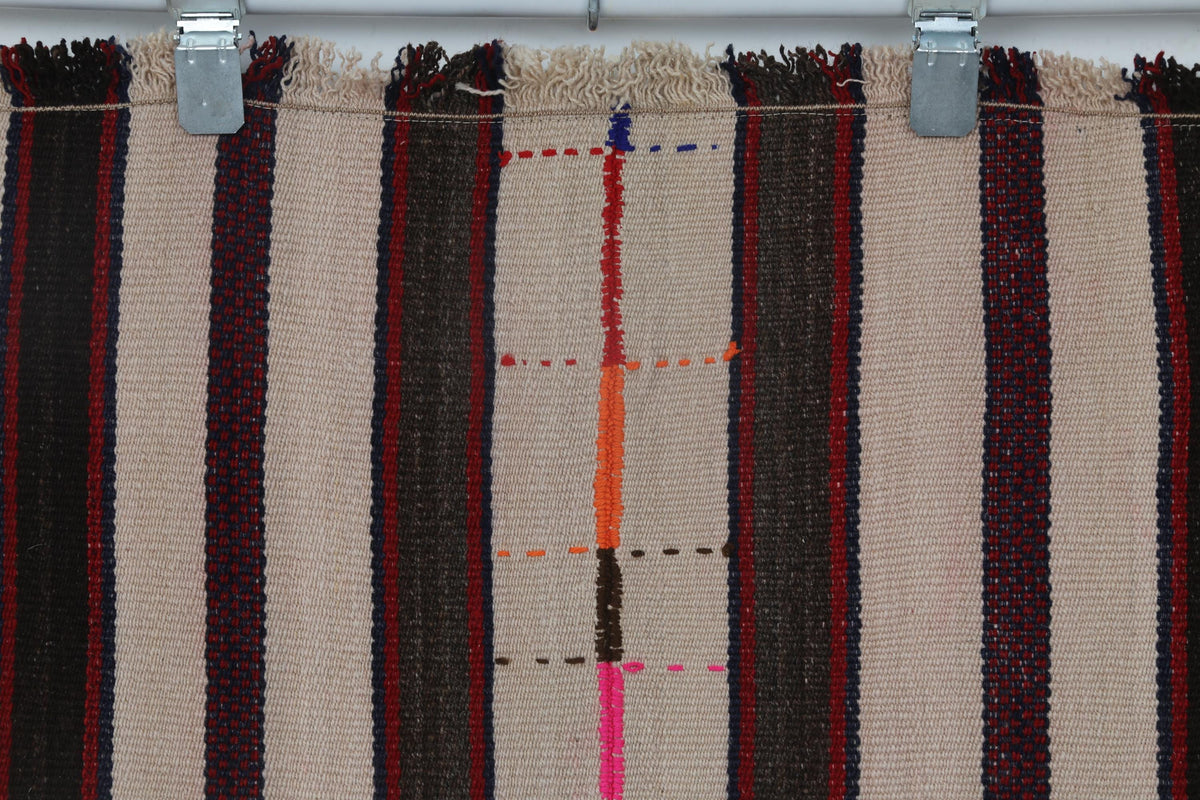 5x8 Vintage Turkish Kilim Runner Rug,  Striped Rug, Handmade Cotton Flatweave