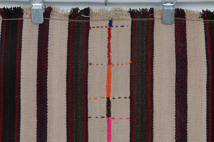 5x8 Vintage Turkish Kilim Runner Rug,  Striped Rug, Handmade Cotton Flatweave