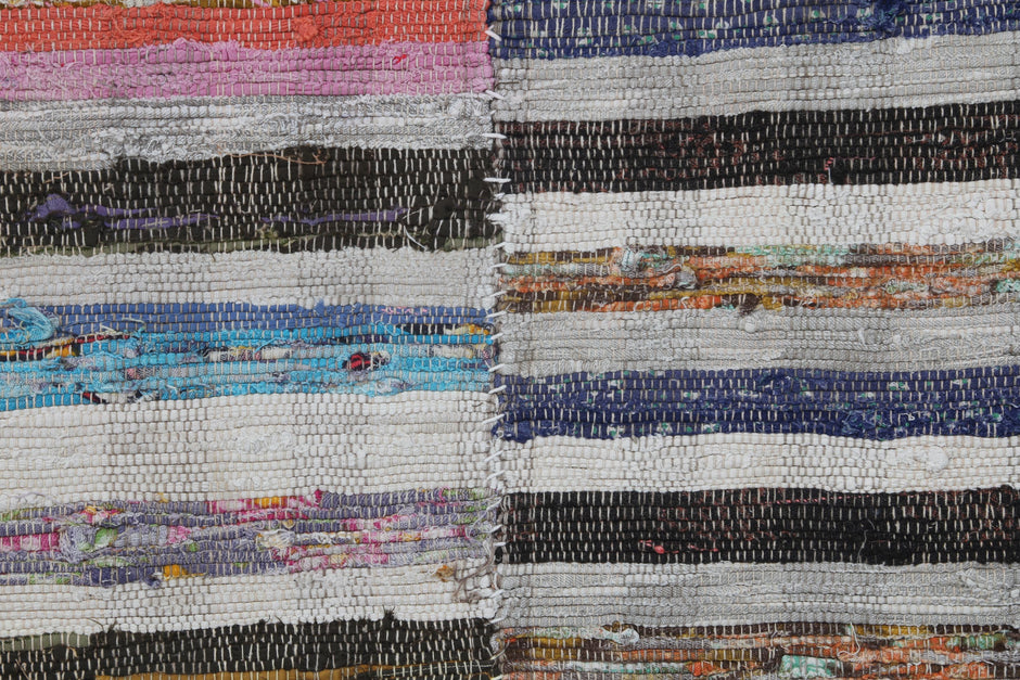 6x10 Vintage Kilim Caput Rug, Multicolor Striped Handmade Area Rug, Cotton Wool Flatweave Floor Decor