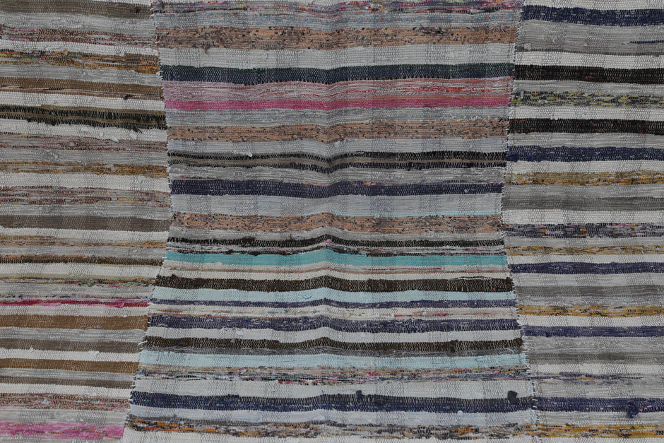 6x10 Vintage Kilim Caput Rug, Multicolor Striped Handmade Area Rug, Cotton Wool Flatweave Floor Decor