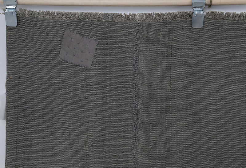 5x7 Vintage Hemp Rug, Gray Minimalist Flatweave Area Rug, Handmade Turkish Hemp Floor Decor
