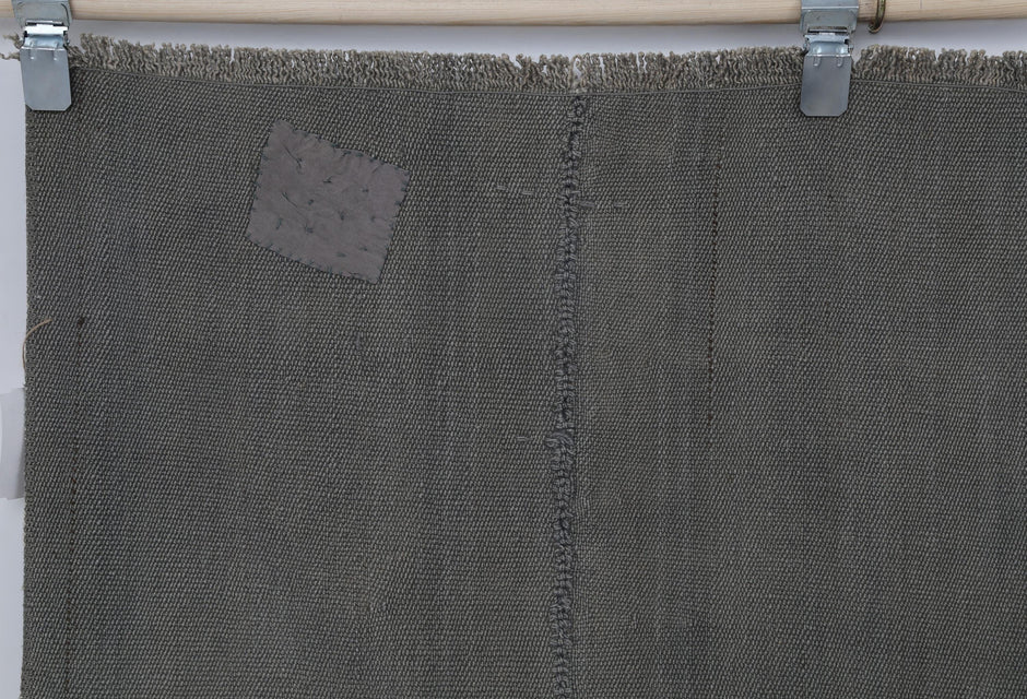 5x7 Vintage Hemp Rug, Gray Minimalist Flatweave Area Rug, Handmade Turkish Hemp Floor Decor