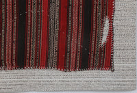 Vintage Turkish Tapestry Rug, Red Striped Wall Hanging (3'2" x 4'3") - photo 9 of 10