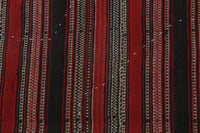 Vintage Turkish Tapestry Rug, Red Striped Wall Hanging (3'2" x 4'3") - photo 5 of 10
