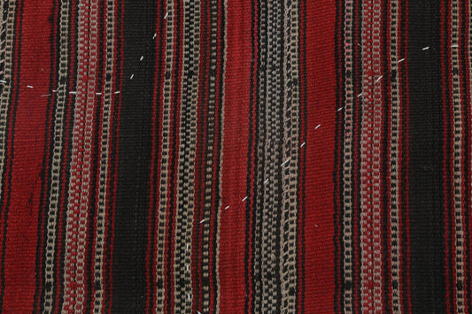 3x4 Vintage Wool Tapestry Rug, Red Striped Wall Hanging, Handmade Tribal Textile Art