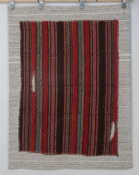 Vintage Turkish Tapestry Rug, Red Striped Wall Hanging (3'2" x 4'3") - photo 3 of 10