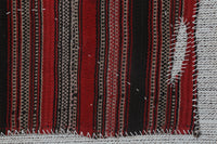 Vintage Turkish Tapestry Rug, Red Striped Wall Hanging (3'2" x 4'3") - photo 7 of 10