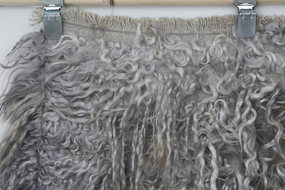  Silver gray and charcoal tone detail on handwoven Filikli wool rug