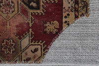 Vintage Turkish Tapestry Rug, Red Brown Medallion Wall Hanging (3'5" x 4'5") - photo 8 of 9