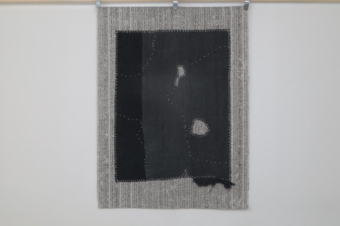 3x5 Hemp Tapestry Rug, Deep Blue Minimalist Wall Hanging, Handmade Textile Art Decor