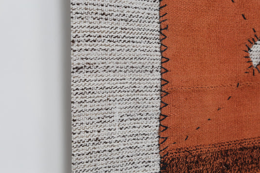 3x5 Vintage Turkish Tapestry Rug, Orange Flatweave Wall Hanging, Handmade Textile Wall Decor