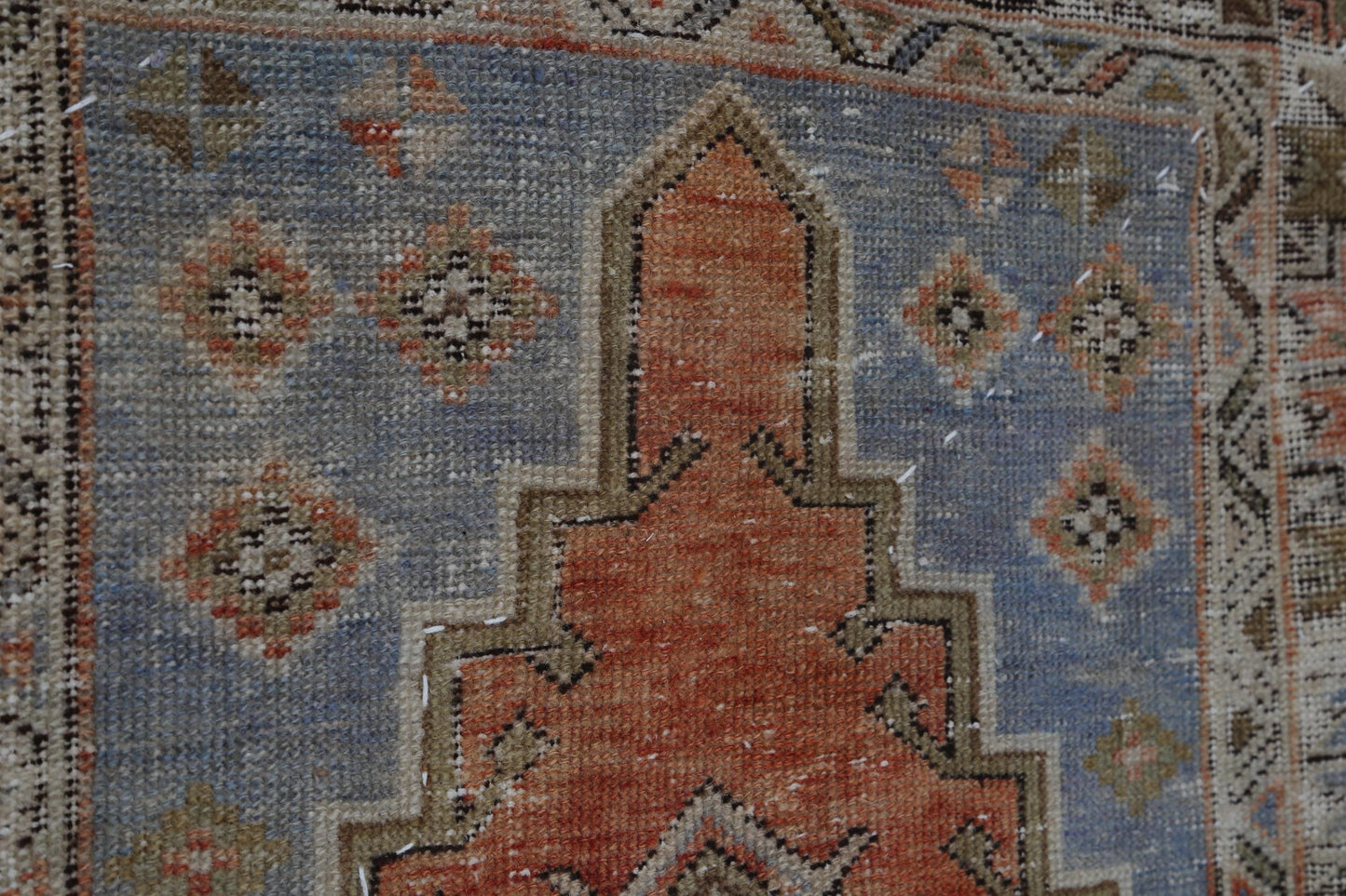 3x4 Vintage Turkish Tapestry Rug, Orange and Brown Tribal Wall Hanging, Handmade Wool Cotton Textile Art