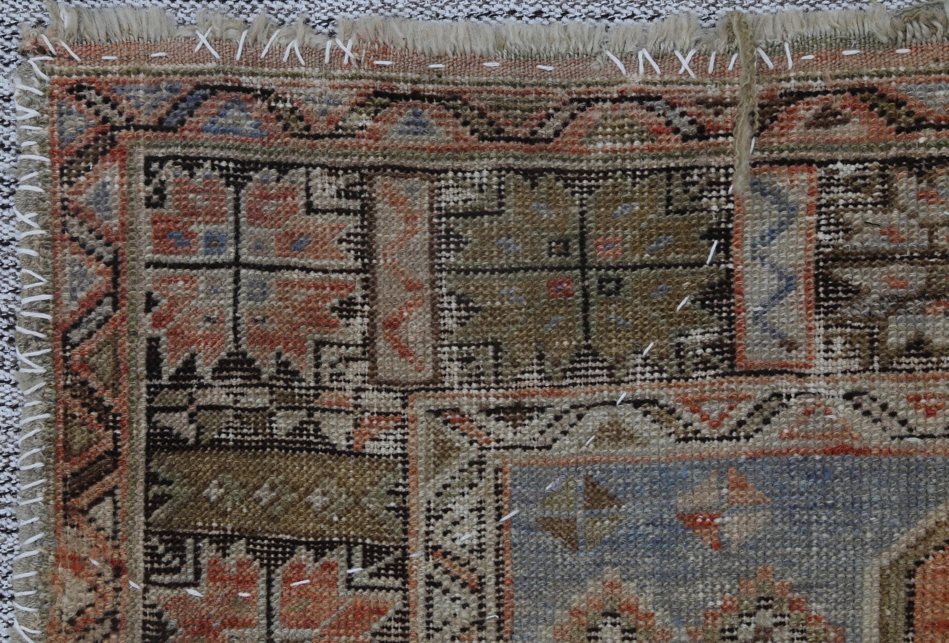 3x4 Vintage Turkish Tapestry Rug, Orange and Brown Tribal Wall Hanging, Handmade Wool Cotton Textile Art