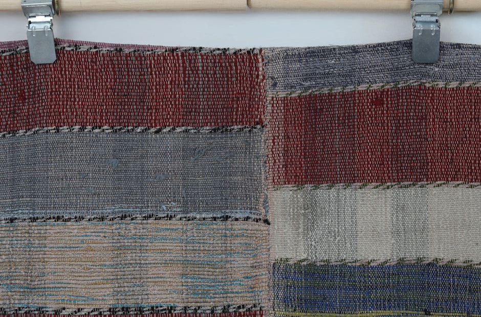 6x8 Vintage Kilim Caput Rug, Multicolor Striped Turkish Flatweave Rug, Handmade Wool Cotton Area Decor