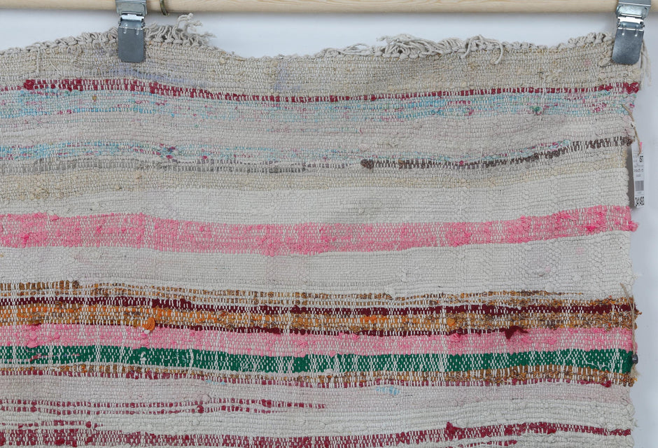 6x8 Vintage Kilim Caput Rug, Multicolor Striped Turkish Flatweave Rug, Handmade Wool Cotton Area Rug