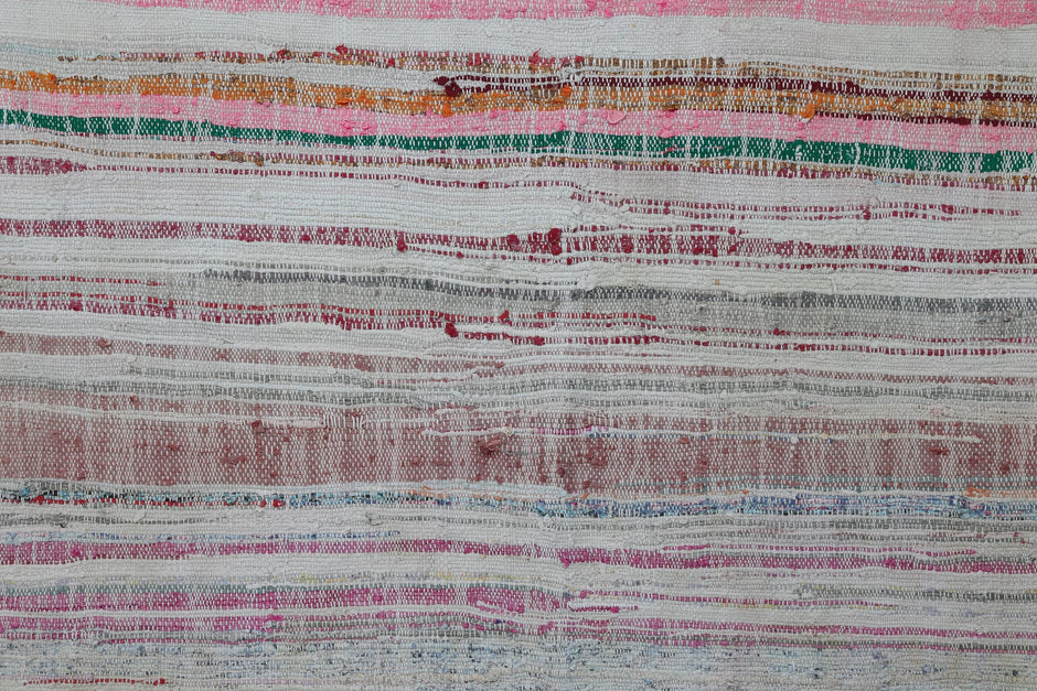 6x8 Vintage Kilim Caput Rug, Multicolor Striped Turkish Flatweave Rug, Handmade Wool Cotton Area Rug