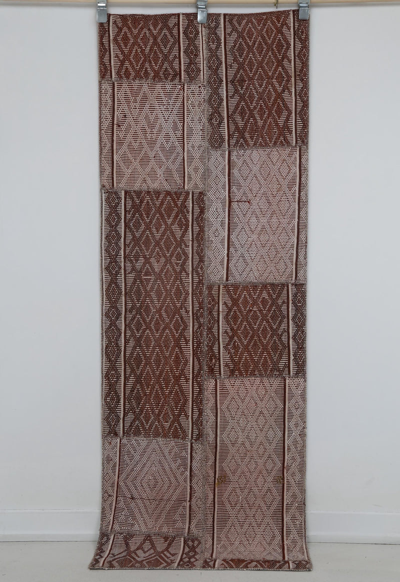 2x6 Vintage Patchwork Runner Rug, Red and White Handmade Turkish Runner, Wool Cotton Hallway Rug, Geometric Decor
