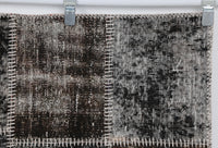 4x6 Vintage Turkish Patchwork Tapestry Rug, Black Brown Wool Cotton Textile Wall Hanging, Woven Wall Art