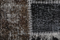 4x6 Vintage Turkish Patchwork Tapestry Rug, Black Brown Wool Cotton Textile Wall Hanging, Woven Wall Art