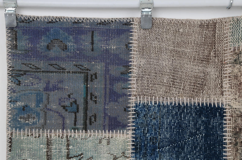 4x6 Vintage Turkish Patchwork Rug, Multicolor Cotton Wool Area Rug