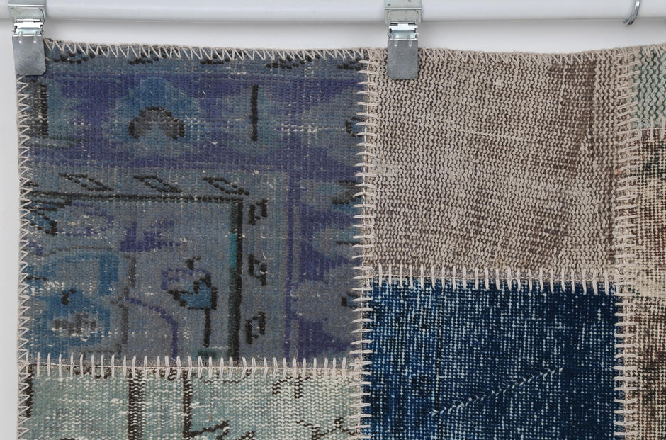 4x6 Vintage Turkish Patchwork Tapestry Rug, Multicolor Wool Cotton Textile Wall Hanging, Woven Wall Art