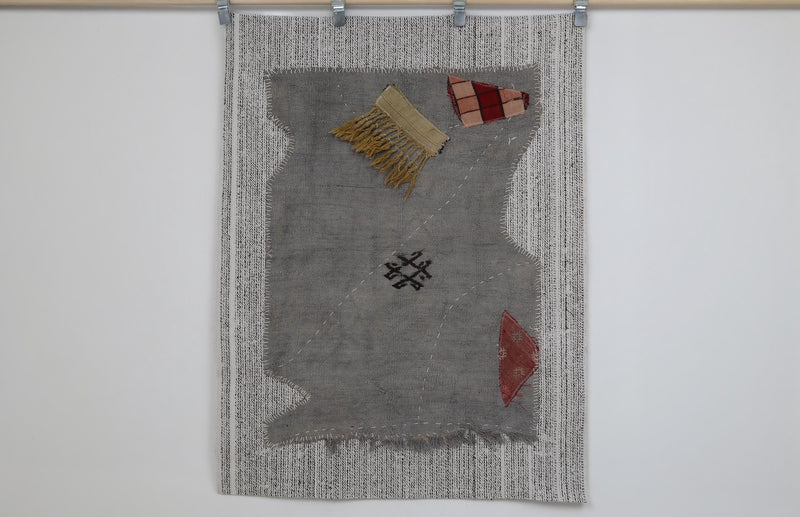 Vintage Turkish Tapestry Rug, Gray Patchwork (3'4" x 4'4")