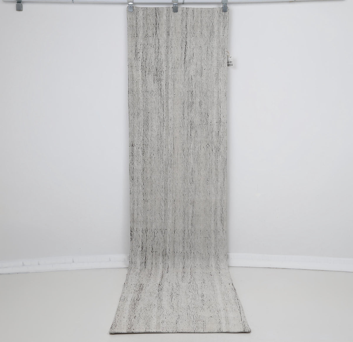 3x10 Vintage Turkish Flatweave Runner Rug, Minimalist Black and White Wool Hallway Rug, Handmade Long Kilim