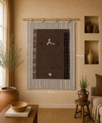 Vintage Turkish Tapestry Rug, Brown Solid Wall Hanging (3'5" x 4'6") - photo 1 of 9