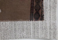 Vintage Turkish Tapestry Rug, Brown Solid Wall Hanging (3'5" x 4'6") - photo 6 of 9