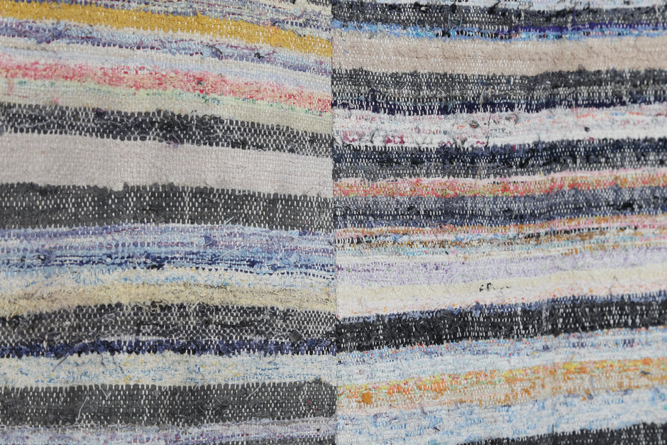6x10 Vintage Turkish Kilim Caput Rug, Multicolor Striped Handmade Wool Cotton Area Rug, Large Flatwoven Floor Decor